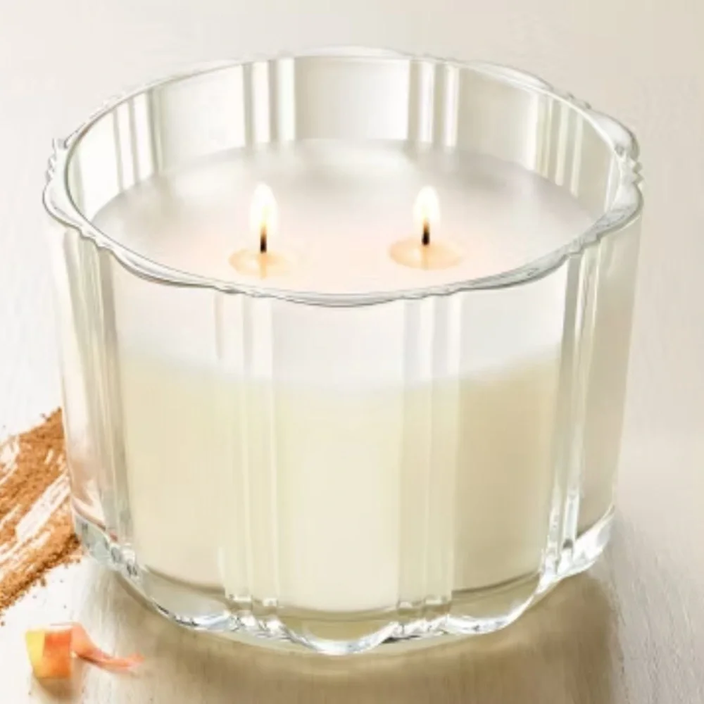 NWT Hearth&Hand 2 Wick Medium Glass with Lid Mulled Spice Jar Candle Clear 12oz